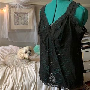 NWT Plus Camisole Tank Top Black Lace